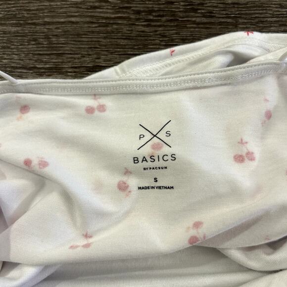🍒 NWOT Pacsun Basics White Cherry Print Crop Cami Tank Top Size Small Y2K Cute - Picture 4 of 12